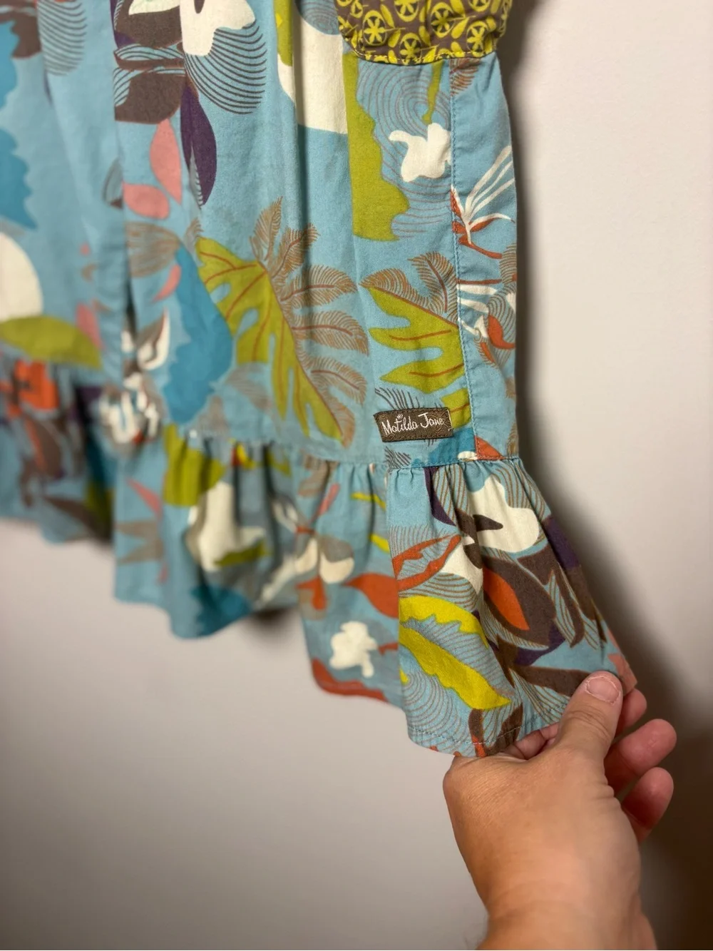 Matilda Jane Sky Blue Tropical Print pants with Ruffle Pocket